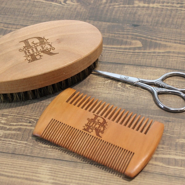 Wood Beard Comb Wooden Beard Brush Gift for Him Personalized Father Day Gift Barber Beard Kit Custom Boyfriend Valentines Day Gift Husband