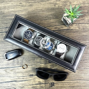 Personalized Watch Box Custom Watch Box Men Watch Case Watch Storage Case Personalized Watch Case Watch Box for Men Anniversary Gift Husband