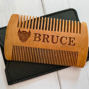 Custom Wooden Beard Comb Gift Father day gift for him beard mens hair comb Grooming tool mustache comb Beard Dad Husband beard Barber gift
