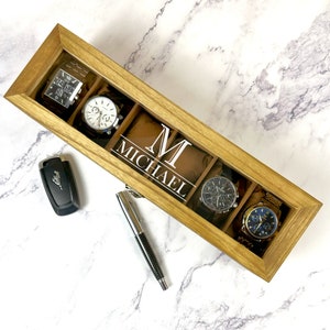 Personalized Wooden Watch Case Custom Watch Box for Men Watch Organizer Personalized Gift for Him Husband Christmas Gift Groomsman Gift Dad