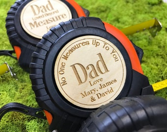 Personalized Tape Measure, Engraved Wood Gift for Dad