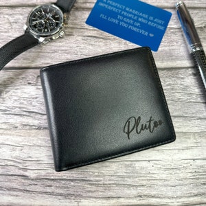 Personalized Leather Bifold Wallet for Men Gift For Him Boyfriend Gift Anniversary Gift Husband Engraved Black Wallet Brown Christmas Gift