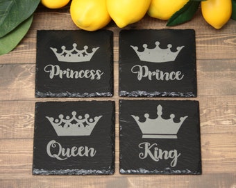 Crown coaster, You Are My Queen, You Are My King, drinking coaster, Valentines day gift, Mothers day gift, custom drink coaster, drink ware