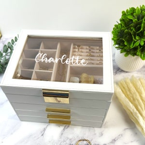 Op maat gemaakte sieradendoos organizer ring sieradendoos voor meisjes doos voor vrouwen gepersonaliseerde sieradenhouder met naamketting opslag kerstcadeau