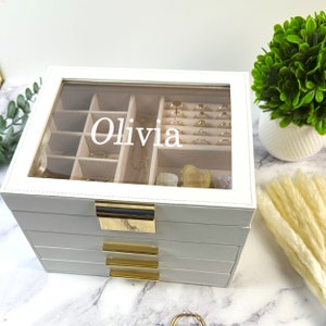 Custom Jewelry Box Organizer Ring Jewelry Case For Girls Box For Women Personalized Jewelry Holder With Name Necklace Storage Christmas Gift