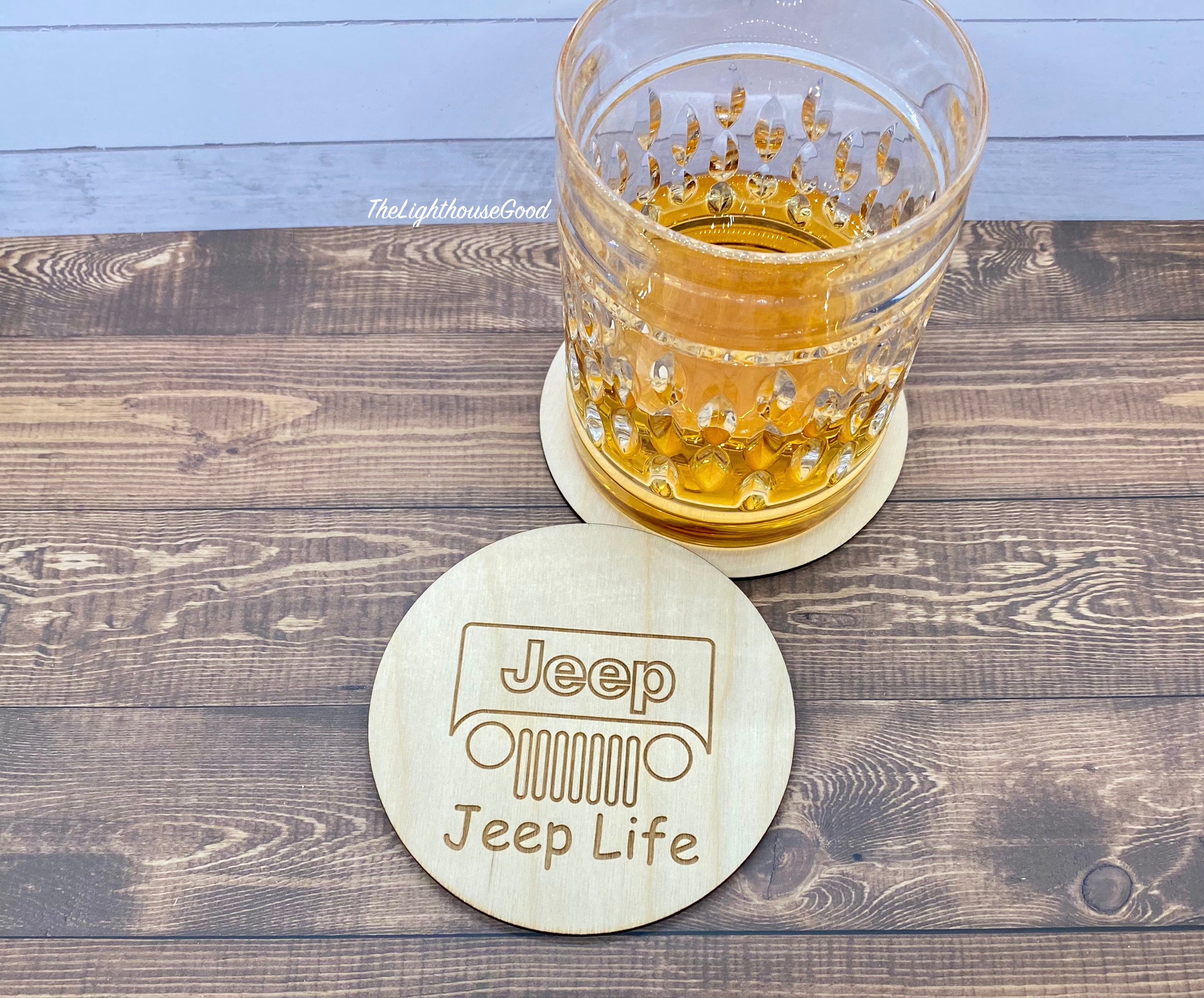 JEEP logo Wooden Coaster Set of 4 Engraved Coasters Drink Etsy