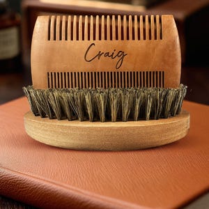 Personalized Beard Brush Gift Grooming Beard Brush Set Groomsmen Gift Engraved Husband Anniversary Men Gift Wooden Brush Fathers Day Gift