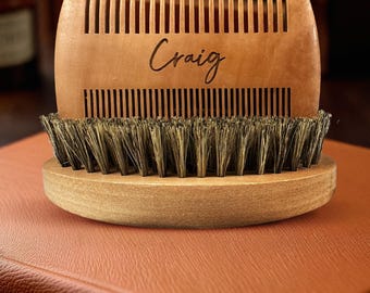 Personalized Beard Brush Gift Grooming Beard Brush Set Groomsmen Gift Engraved Husband Anniversary Men Gift Wooden Brush Fathers Day Gift