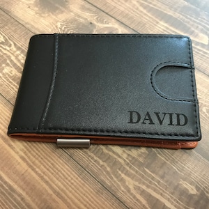Personalizado hombres cuero Bifold Wallet regalo de aniversario Hombres Wallet Día del Padre regalo novio Cartera personalizada Día de San Valentín regalo Clip de dinero