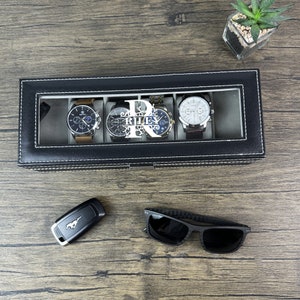 Aangepaste gegraveerde horlogedoos Cadeau voor vader Verjaardagscadeau voor mannen Gepersonaliseerde horloge opbergdoos Vaderdagcadeau Jubileumcadeau Echtgenoot cadeau