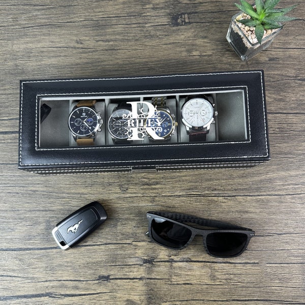 Custom Engraved Watch Box Gift for Dad Birthday Gift for Men Personalized Watch Storage Case Father Day Gift Anniversary Gift Husband Gift