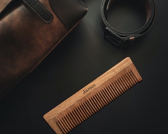 Wooden comb for Men Hair Comb Personalized Beard neem Comb Custom for Him Portable Comb Groomsmen Gift Engraved Comb Father Gift Husband