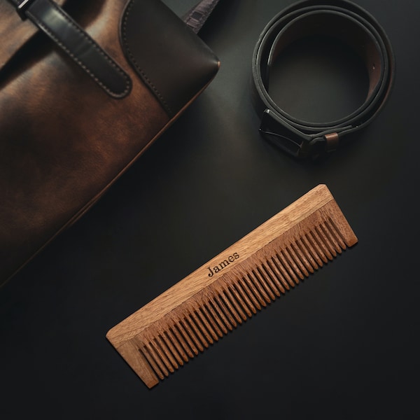 Wooden comb for Men Hair Comb Personalized Beard neem Comb Custom for Him Portable Comb Groomsmen Gift Engraved Comb Father Gift Husband