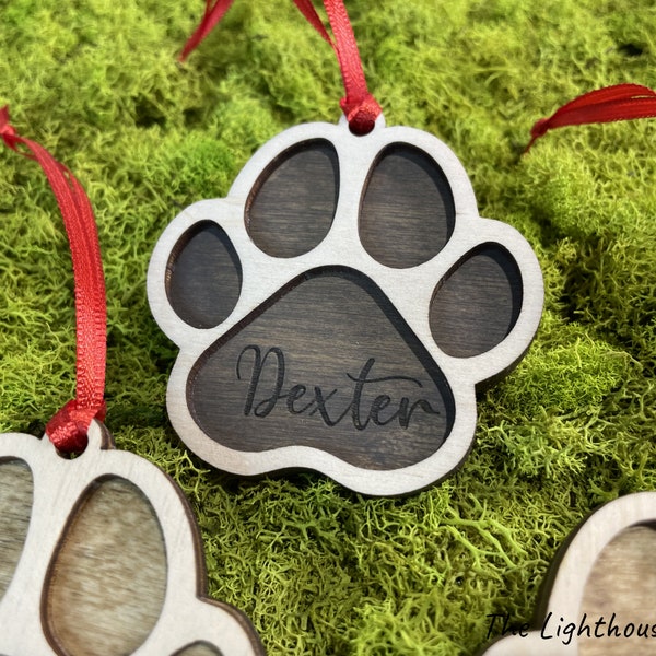 Personalized Dog Paw Ornament Christmas Gift for Dog New Dog Owner, Dog Ornament Custom Dog Ornament Dog Mom Dad Gift, Rescue Dog, Socks tag