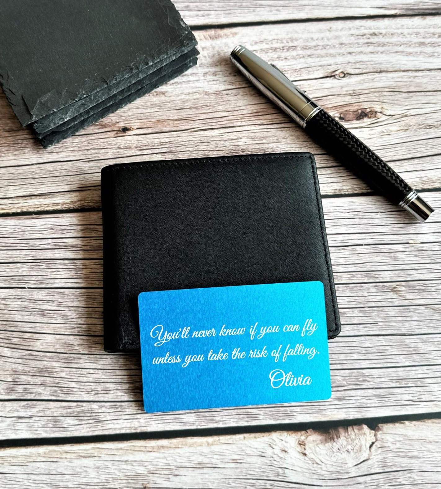 Engraved Wallet Insert Card Custom Wallet Insert Card