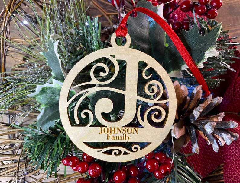 Monogram Ornament Initial Ornament Christmas Ornament Etsy