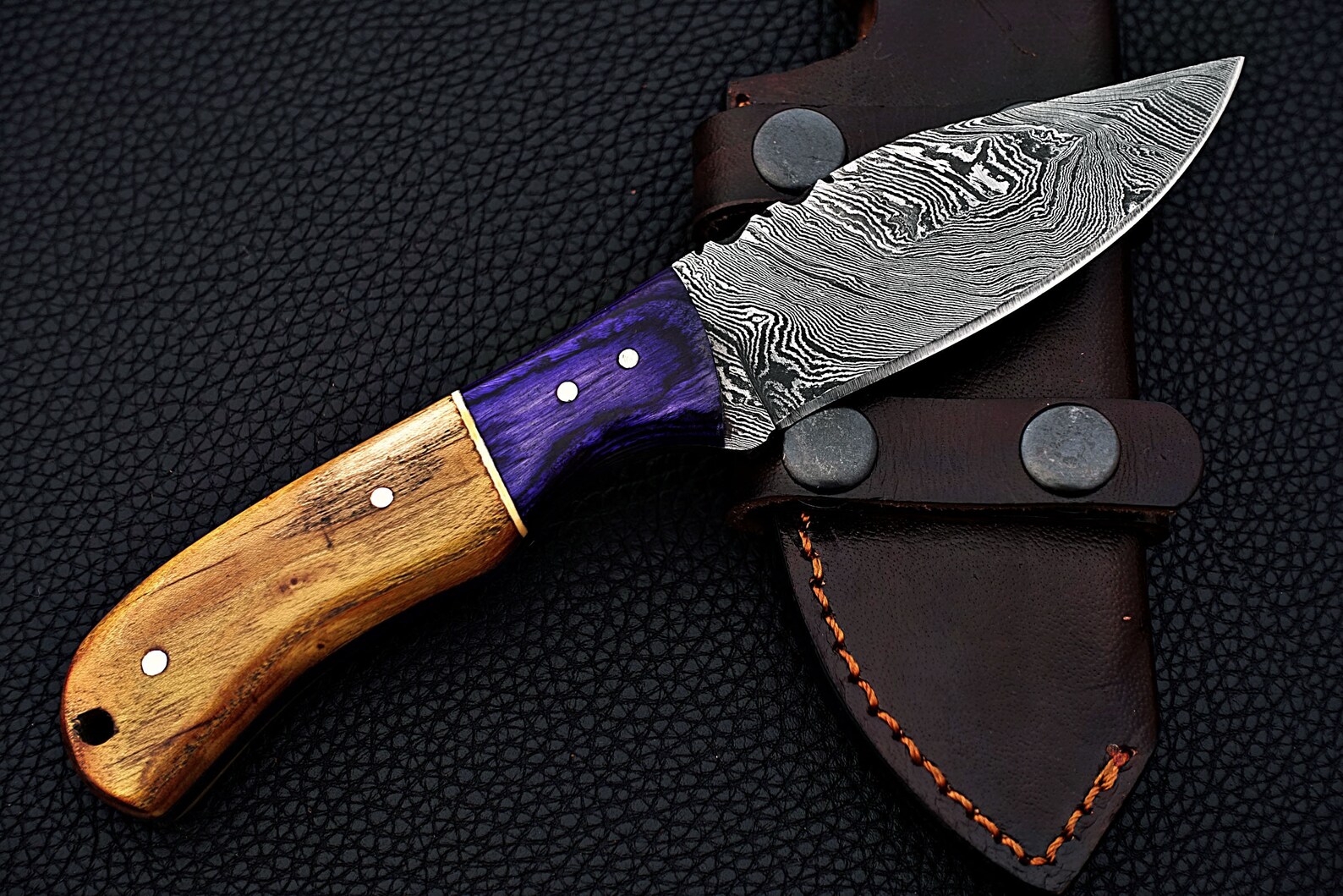 CUSTOM HANDMADE HUNTING Knife Made With Purple Micarta Olive Etsy