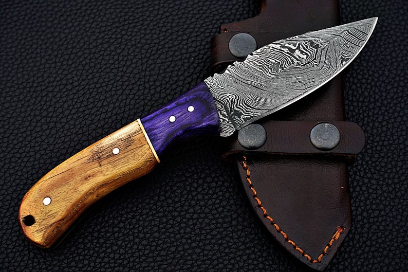 CUSTOM HANDMADE HUNTING Knife Made With Purple Micarta Olive Etsy