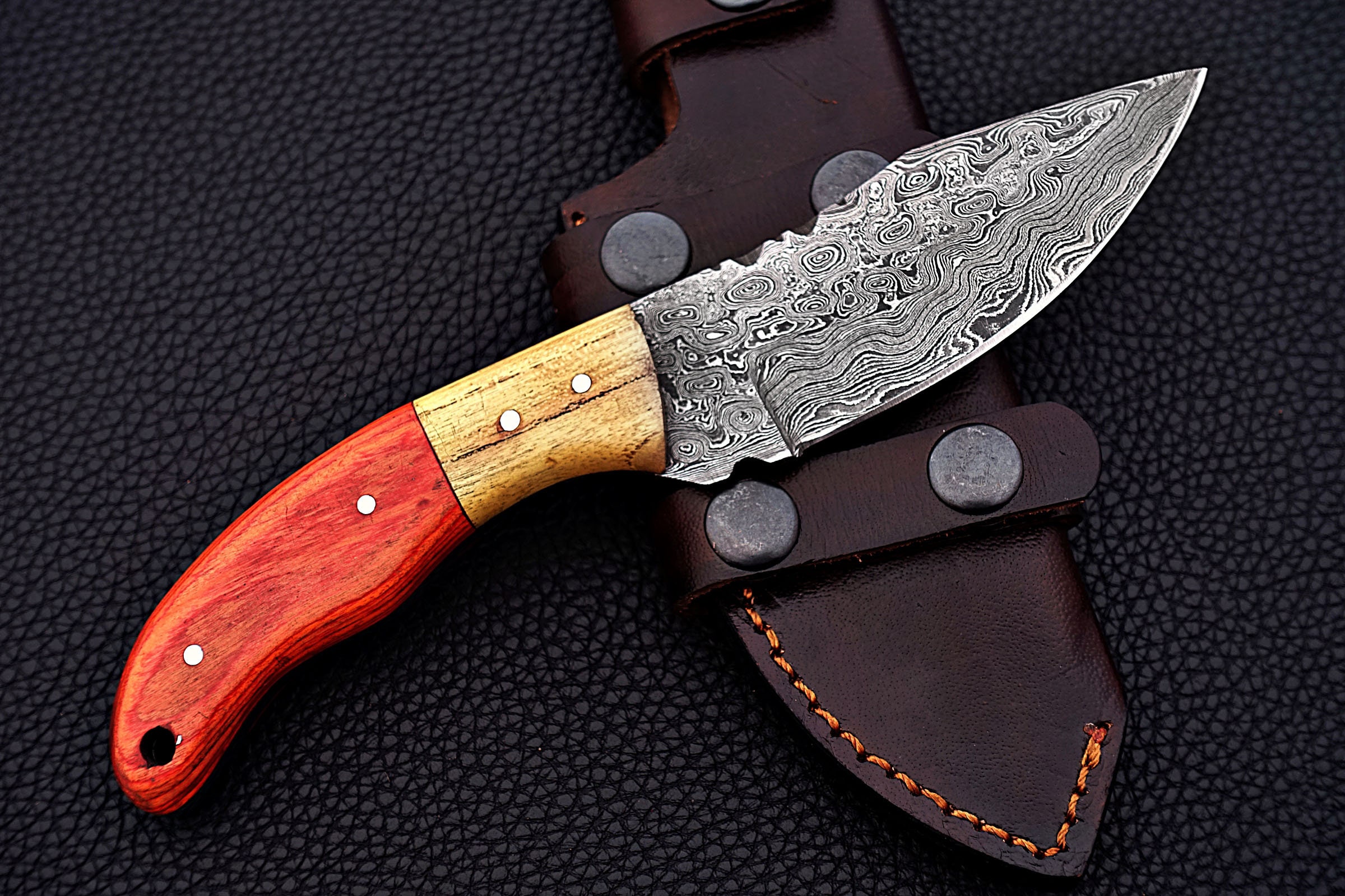 CUSTOM HANDMADE HUNTING Knife Made With Olive Wood Orange Etsy