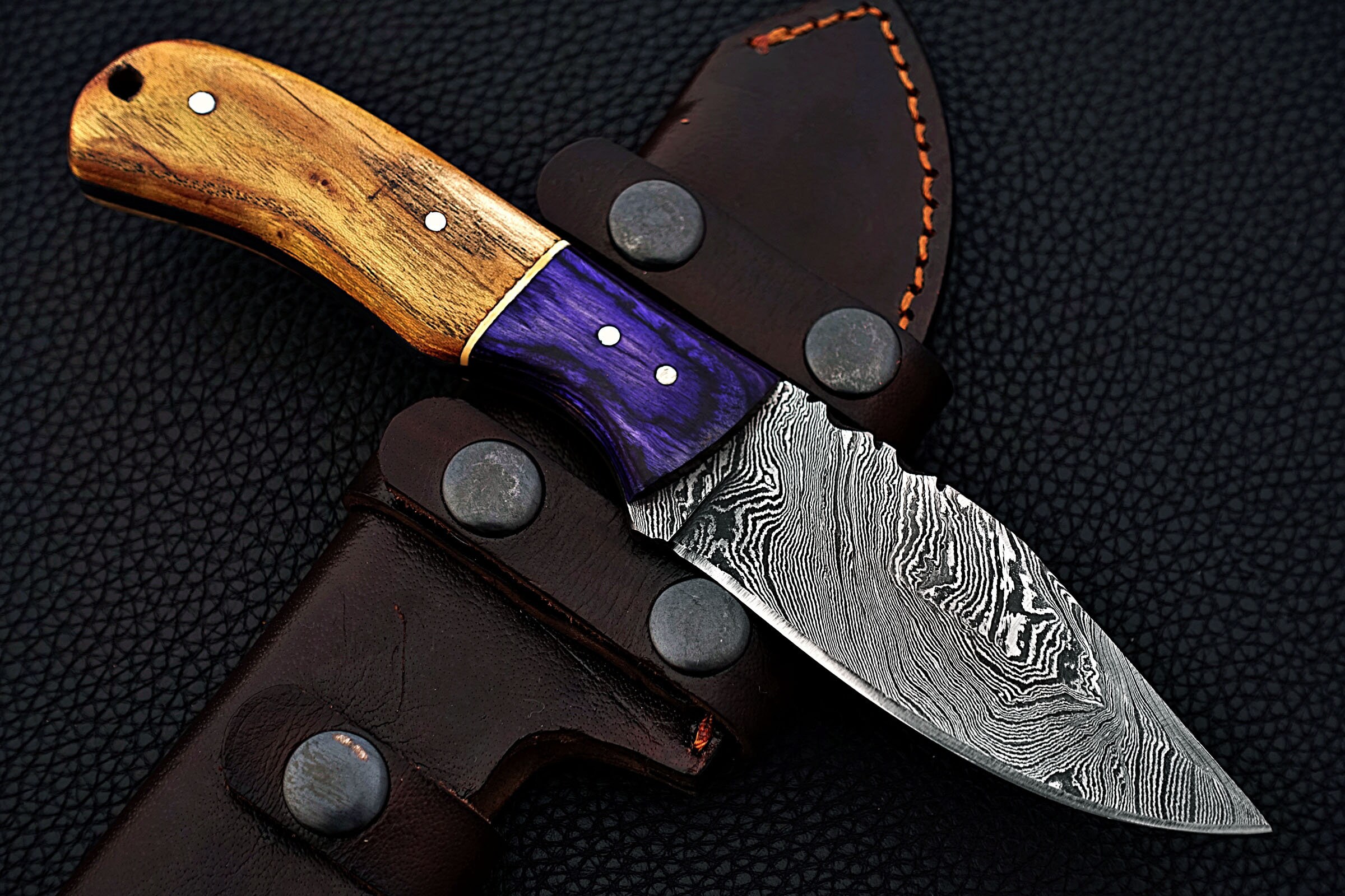 CUSTOM HANDMADE HUNTING Knife Made With Purple Micarta Olive Etsy