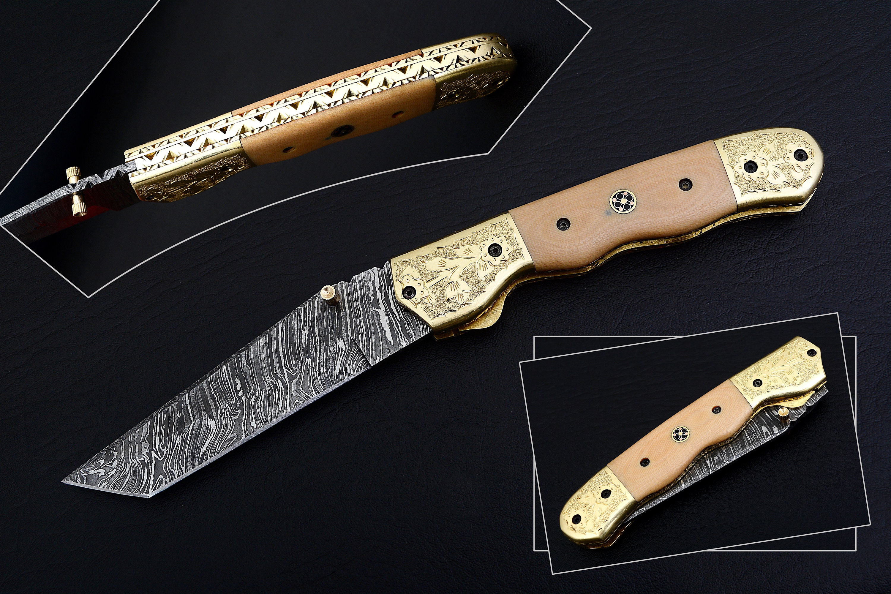 CUSTOM HANDMADE Folding Knife 8.5 inch Skin Color Micarta Etsy