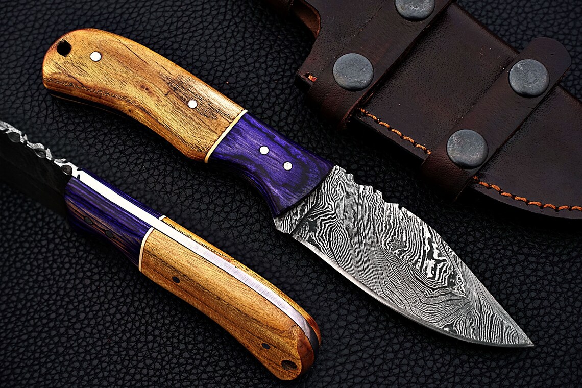 CUSTOM HANDMADE HUNTING Knife Made With Purple Micarta Olive Etsy