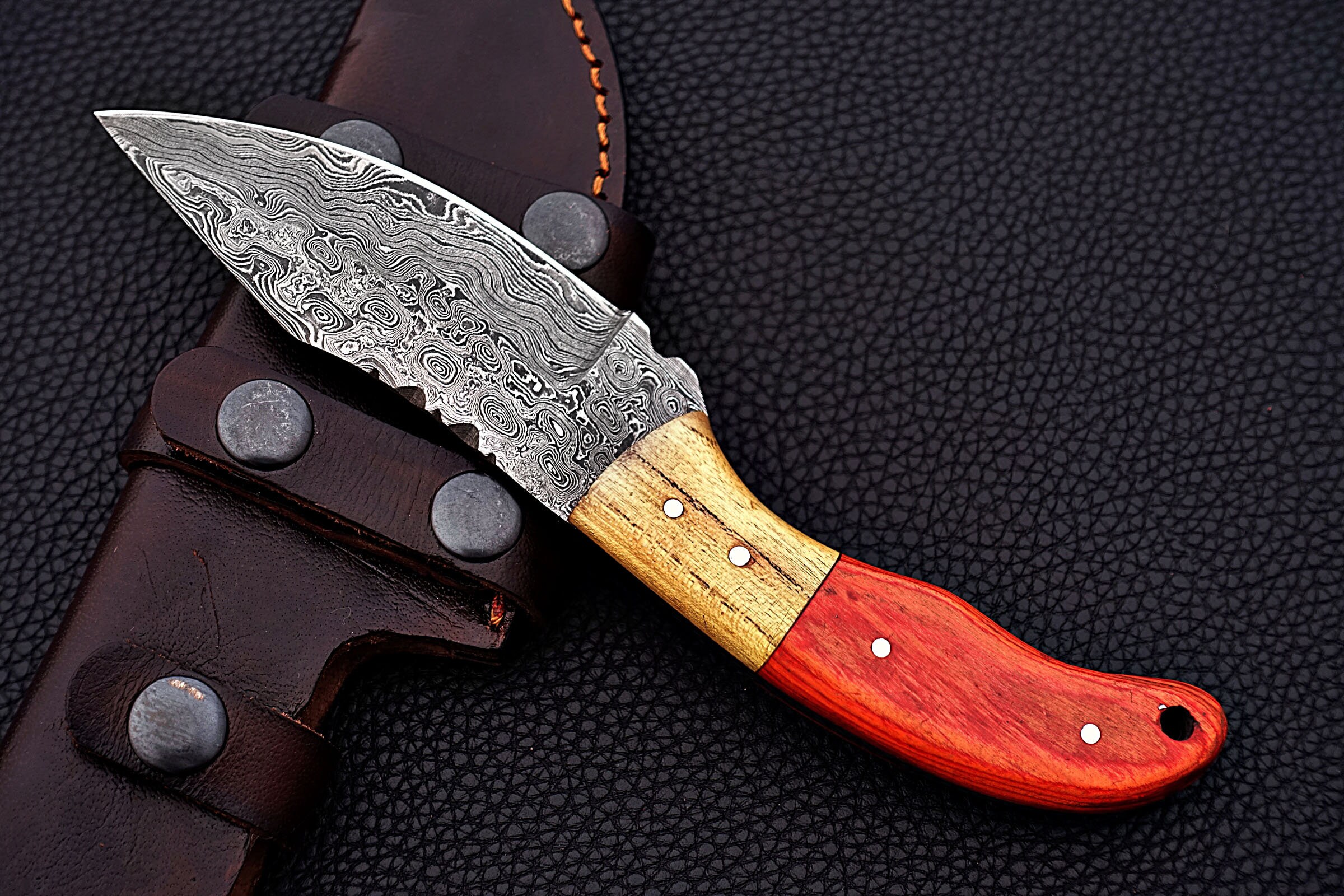 CUSTOM HANDMADE HUNTING Knife Made With Olive Wood Orange Etsy