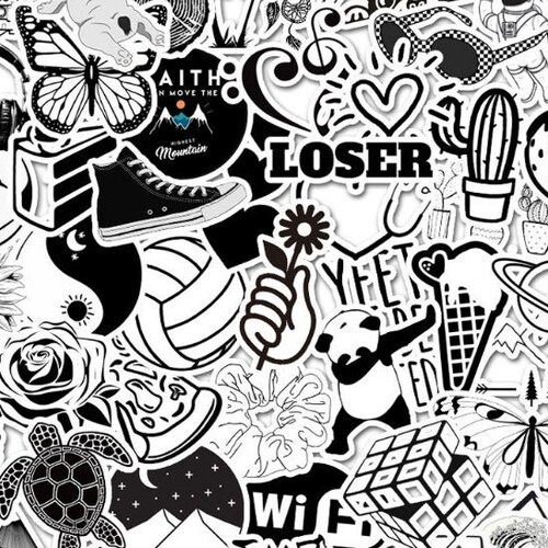 Black and White Vsco Sticker Pack 50pcs Etsy