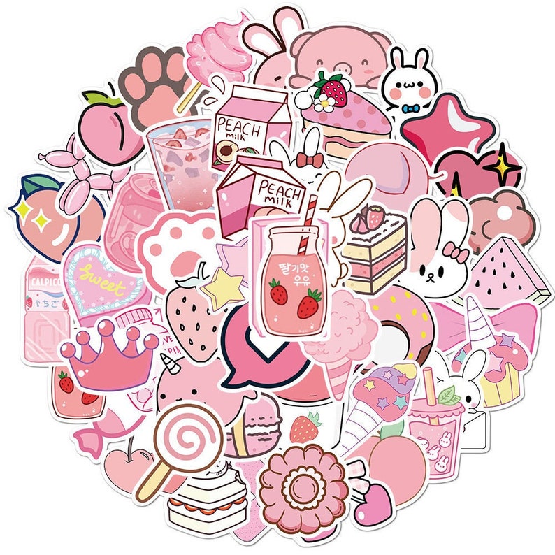 Pink Kawaii Sticker Pack Etsy