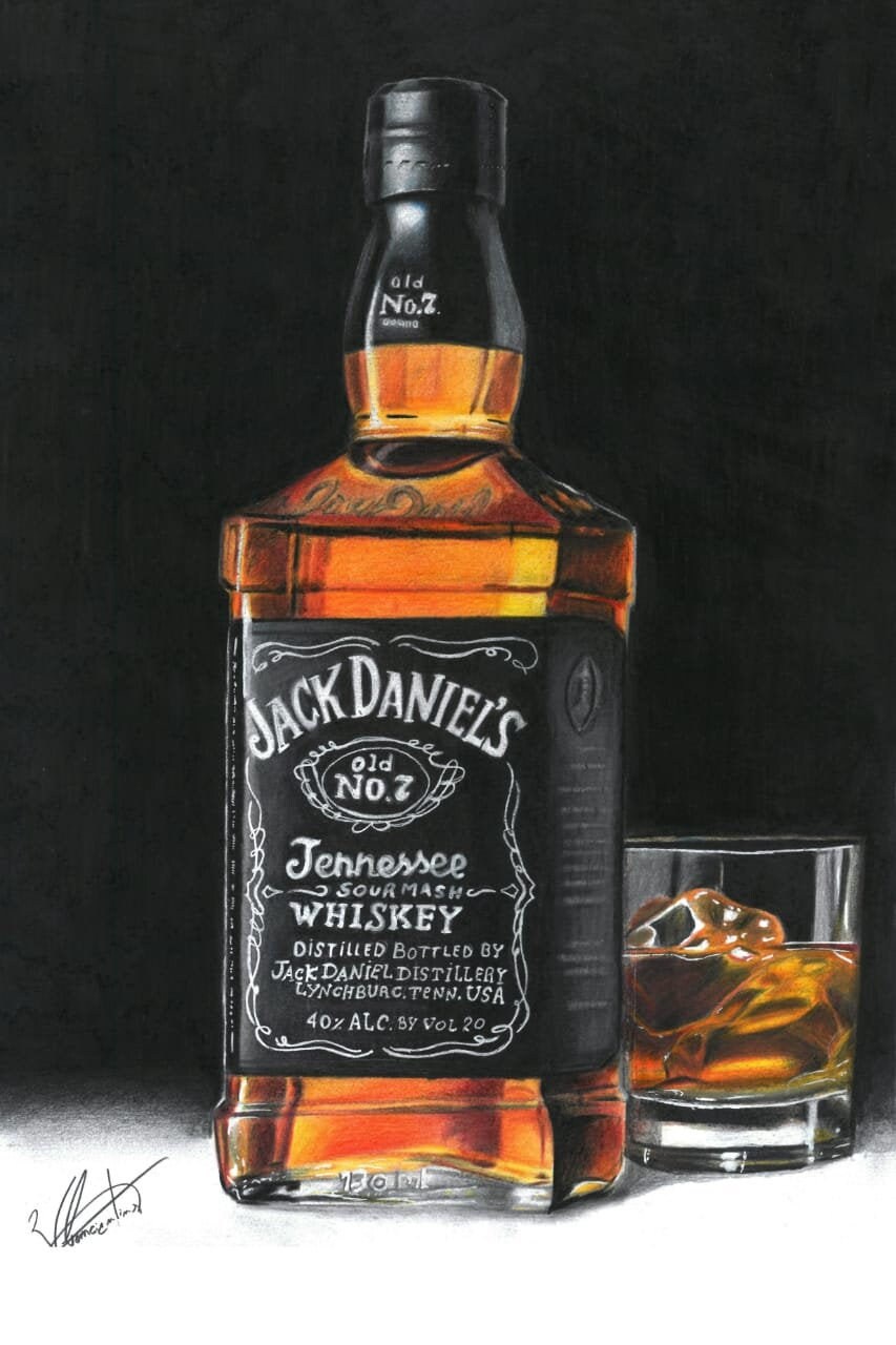 Jack Daniel's bottle drawing print digital HD Etsy