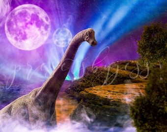 Dinosaur Fantasy Background, Mystic Backdrop, Fantasy Backdrop, Dinosaur Background, Digital Backdrop, Digital Background