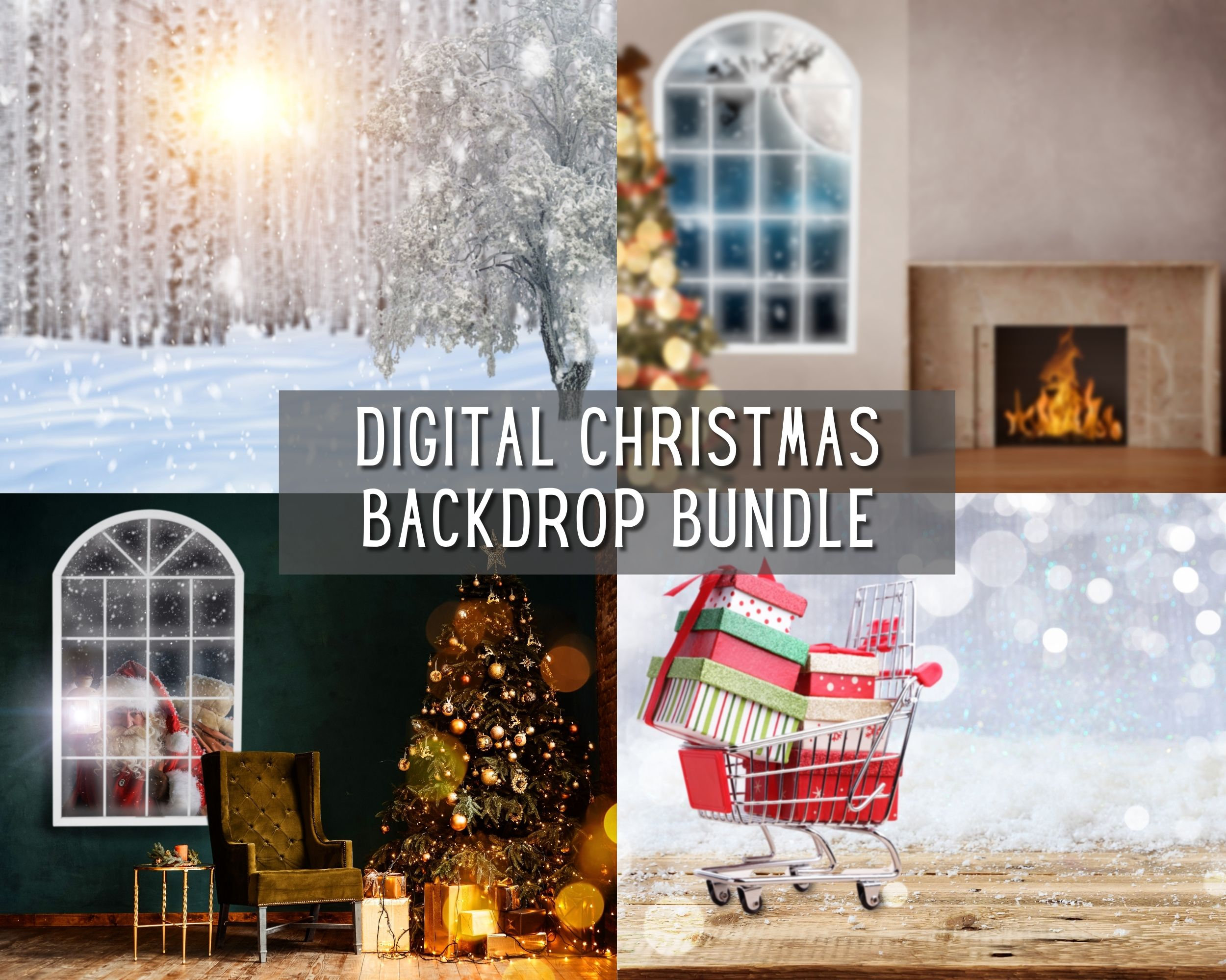 Christmas Backdrop Bundle / Santa Backdrop / Christmas Digital Backdrop ...