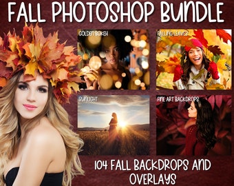 Fall Photoshop Overlay Bundle, Fall Overlays, Falling Leaves Overlay, Sunlight Overlays, Bokeh Light Overlay, Fall Textures, Fall Backdrops