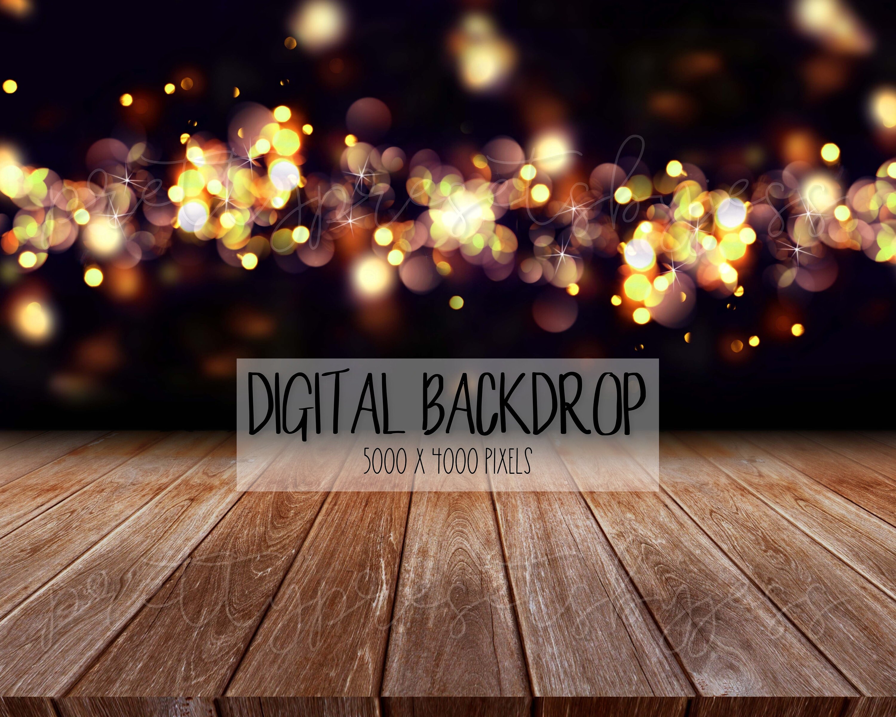 Christmas Bokeh Digital Photography Backdrop, Wooden Lights Digital Backdrop, Photography Digital Background, Black Bokeh Backdrop