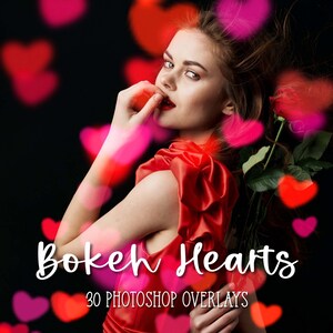 Bokeh Heart Overlay, Valentijnsdag Overlays, Bokeh Overlays voor Photoshop