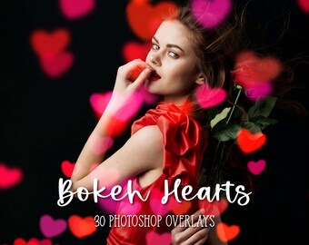 Superposition de coeur bokeh, superpositions de la Saint-Valentin, superpositions de bokeh pour Photoshop
