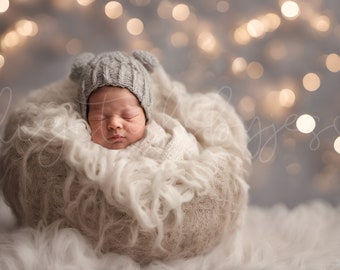 Simple Newborn Digital Composite Baby Photography Digital Backdrop, Pink Newborn Backdrop with Flowers and a Couch for Photoshop with Bokeh