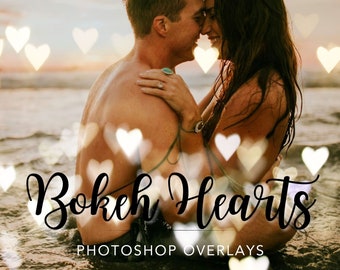 Heart Bokeh Overlays, Valentine Overlays, Bokeh Heart Photoshop Overlays, Pink Heart Overlays, Valentines Day Photo Overlays, Blurred Lights