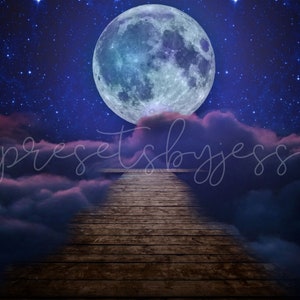 Fantasy Backgrounds, Fairy Tale Backdrop, Magical Digital Background, Fantasy Backdrop, Digital Backdrop, Moon Night Sky Digital Backdrop