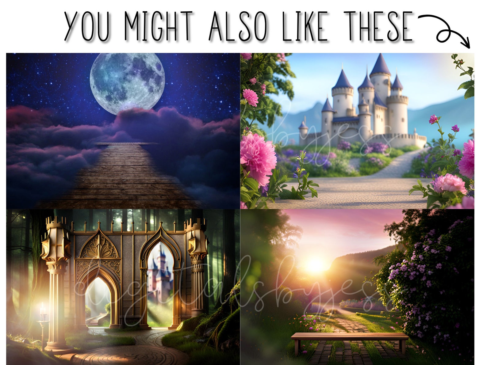 Digital Castle Backdrop, Princess Backdrop, Fantasy Digital Backdrop ...