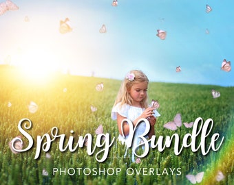 Superpositions de Photoshop de printemps, superpositions d'été, superpositions de bulles réalistes, superpositions de lumière du soleil, superpositions de papillons, superpositions de lumière Bokeh