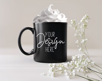 Minimalistische schwarze Kaffeetasse Mockup, schwarze Tasse Mock Up, 12 oz Kaffeetasse Mockup, minimalistische Tasse Mock Ups Kaffeetasse Mockup, schwarze Tasse Mockup