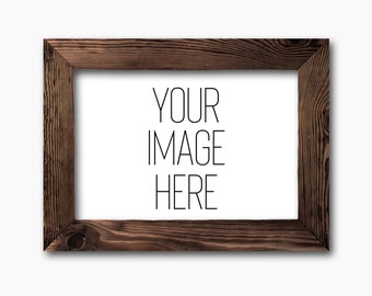 May include: A brown wooden picture frame with a white background and the text "YOUR IMAGE HERE" in black.