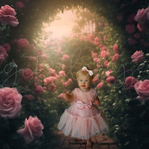 Rose Arch Digital Backdrop, Photography Composite, Flower Garden Background, Floral Arch Photoshop Composite Digital Download