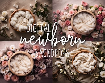 Flower Basket Backdrop, Newborn Flower Basket Backdrop, Newborn Digital Backdrop, Baby Digital Background, Newborn Photography Backdrop