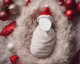 Christmas Digital Newborn Backdrop, Newborn Photography Composite Digital Backdrop, Studio Backdrop for Christmas Newborn Photography