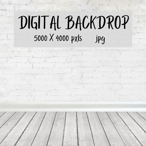 Gray Backgrounds / Photo Editing / Blank Wall Mockup / White Brick Backdrop / Digital Photography Backdrops / Room Backdrop