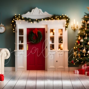 Weihnachtszimmer Digitaler Hintergrund für Weihnachtsfotografie, Digitale Weihnachtshintergründe für die digitale Urlaubsfotobearbeitung in Photoshop