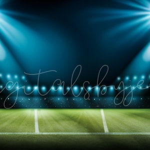 Football Field Digital Backdrop, Football Backdrop, Football Stadium Lights Digital Background, Football Banner, Photoshop Sports Templates
