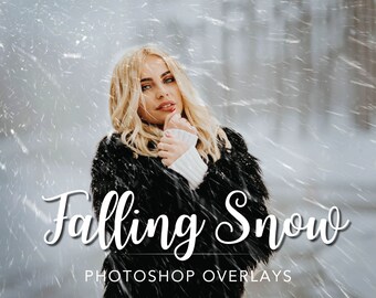 Superposiciones de nieve, superposiciones de invierno, paquete de superposición de Navidad Photoshop Filtro de nieve Invierno Nieve Photoshop Superposiciones Herramientas de fotografía Nieve que cae